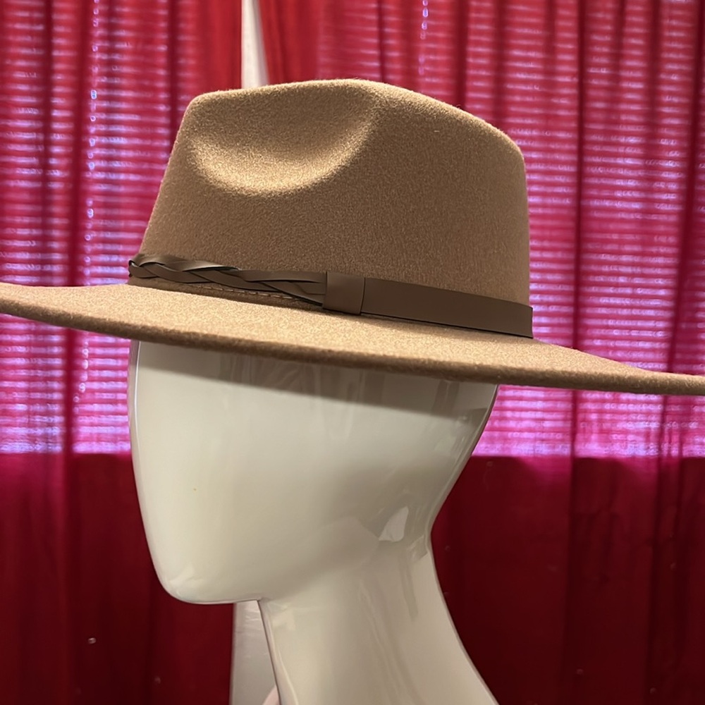 Tan Fedora Hat with Black Band - Picture 3 of 6
